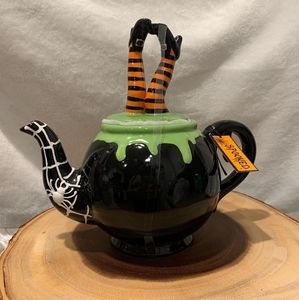 Potters Studio Halloween Witch Feet Spider Black Tea Pot
